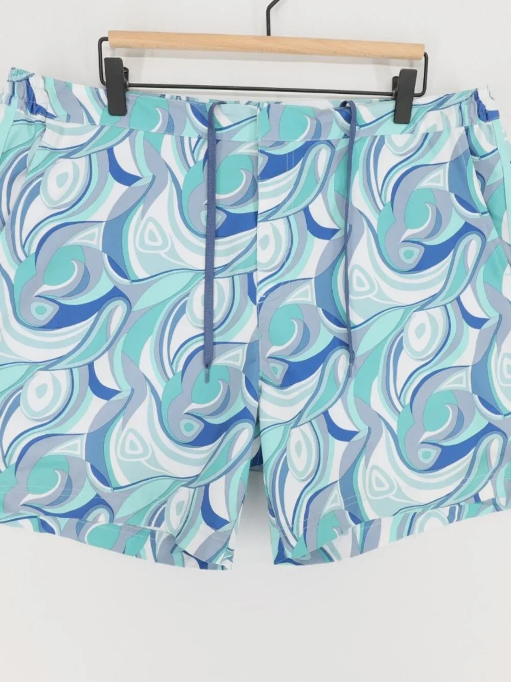 Fair Harbor Swim Trunks Mens 38 Blue Swirl Print BreezeKnit Lined Stretch